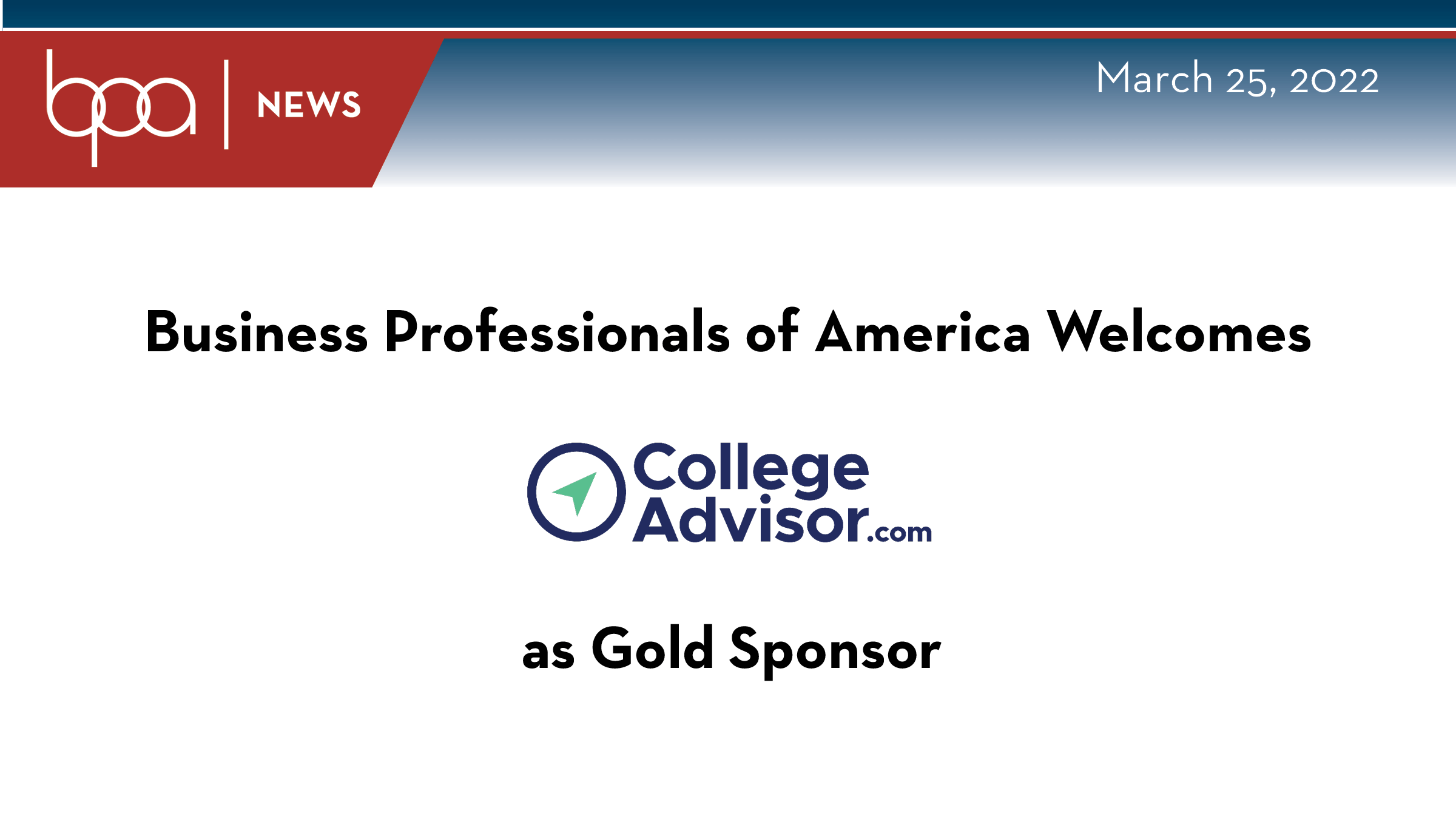 BPA Welcomes CollegeAdvisor.com as Gold Sponsor